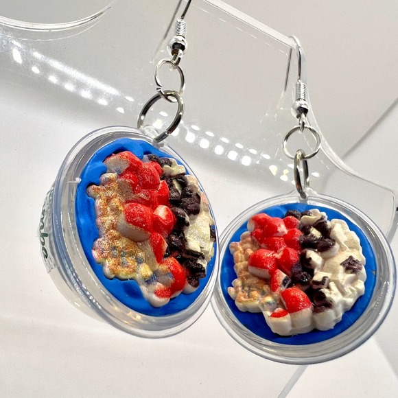Oatmeal Bowl Earrings - Vegan Earrings - Foodie Earrings - Fruit Earrings - Picture 2 of 9